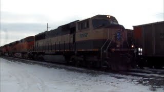 Executive MAC with Flashing Ditch Lights Meets BNSF Coal Train