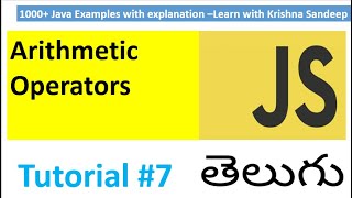 Javascript Tutorial in Telugu part 7 : Operators