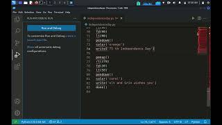 Independence day wishes using python|| python turtle