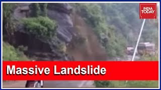 On Cam: Biker Narrowly Misses Being Crushed By Landslide In Himachal's Bilaspur