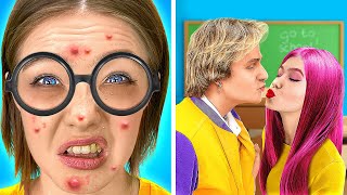 EXTREME MAKEOVER FROM NERD TO PRINCESS || Cool Beauty Gadgets and Tools by 123 GO! FOOD