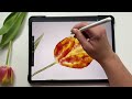 paint a watercolor tulip in procreate floral ipad art digital watercolor art watercolor floral