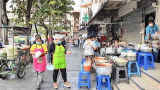 [4K] Walk around Mrt Sutthisan Station Street Food Market in Bangkok