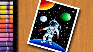 Easy space drawing for beginners with colours
