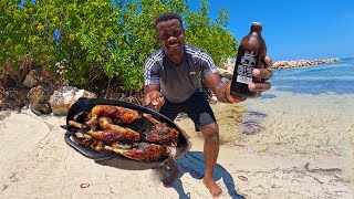 Crispy small birds stewed in beer | Jamaican Outdoor Cooking