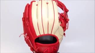 44 Pro Baseball Glove Signature Series Bone and Red Snakeskin I web