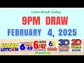 lotto result today 9pm draw february 4 2025 swertres ez2 pcso