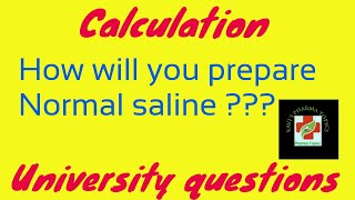 How will you prepare Normal saline|     O.9%Nacl|Calculation|Pharmacist|easy way to find