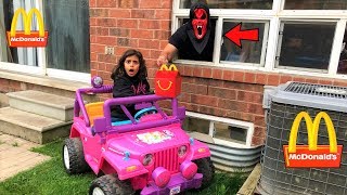 McDonalds Drive Thru happy Meal Halloween Prank!! Power Wheels Ride On Car for Kids