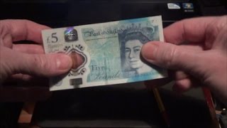 Indestructible plastic £5 note