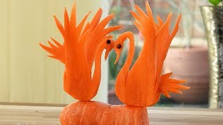 Handmade Carrot Swan | Vegetable Carving Garnish | Food Decoration | Party Garnishing