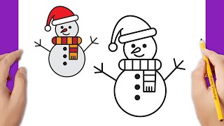 Christmas drawing: How to draw a snowman easy