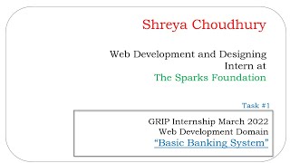 TSF || Task1 || Web Development || Basic Banking System