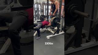 Benching 330lbs at 159lbs body weight  #gym #fitness #benchpress #powerlifting