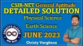 CSIR-NET JUNE 2023 Part A | Full Solutions | Physical Sciences | Earth Sciences | General Aptitude