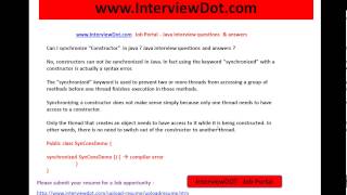 can i synchronize constructor in java interview question and answer