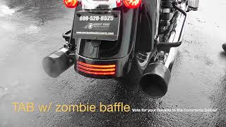 Harley Muffler Madness Rd 2: S\u0026S MK45s vs. TAB BAM sticks w/ Zombie baffle