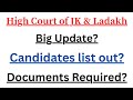 High court of Jammu, Kashmir and Ladakh || Important update || Candidates list out?