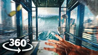 360° SCIENCE LAB 1 - Escape Tsunami Wave in the Lift VR 360 Video 4k ultra hd