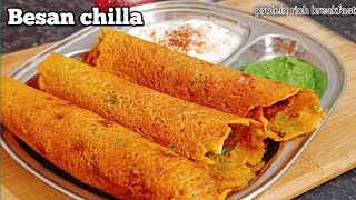 Protein rich breakfast besan chilla recipe,How to make healthy besan chilla at home,besan chilla