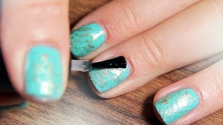 Turquoise with Gold Stone Nails! - Fashionista Tutorial