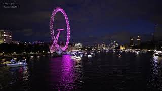 Reflections, Totally Thames Festival, Illuminated Boat Flotilla, London, UK, 24th Sept 2022 - 4K