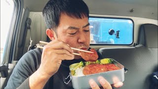 【男一人車中飯】マルシンハンバーグ弁当