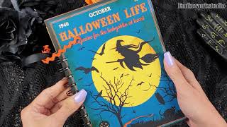 Vintage Halloween Gothic Witch's Grimoire Junk Journal  flip through tutorial Cinch Machines