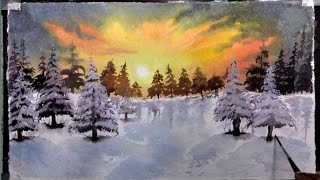 How To Paint A Sunset IN Watercolor For Beginners!! Sunset Watercolor Painting For Beginners!!