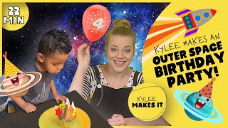 Kylee Makes an Outer Space Birthday Party | Planet Cupcakes | Straw Rocket Ship