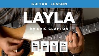 🎸 "Layla" unplugged guitar lesson w/ intro tab & chords (Eric Clapton)