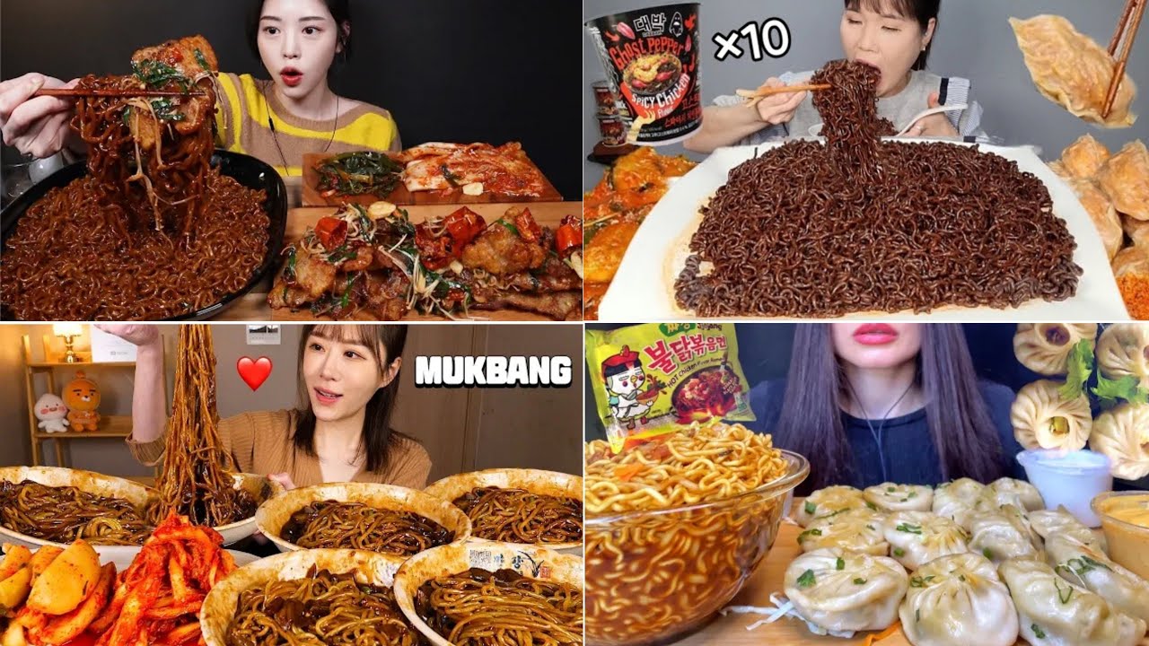 BEST ASMR MUKBANG. SPICY NOODLES. BOKI, NANA MUKBANG, INAH EATS, ZULFIA ...