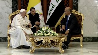 Iraqi President bids farewell to Pope Francis at Baghdad airport | AFP