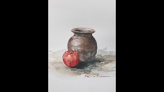 How to paint an Old Pot and Appel in watercolor!