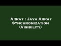Array : Java Array Synchronization (Visibility)