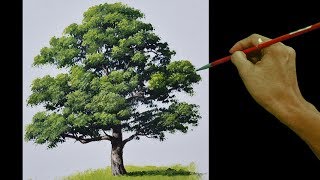 How to Paint an Oak Tree in Real Time Basic Acrylic Painting Tutorial for Beginners by JM Lisondra