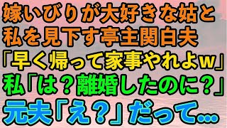 【スカッとする話】嫁いびりが大好きな姑と私を見下す亭主関白夫「早く帰ってきて家事やれよw」私「は？私たち離婚したじゃんw」→元夫の大きな勘違いに腹筋崩壊www【修羅場】