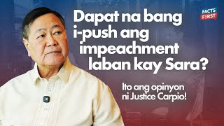 Ang perfect timing para i-impeach si Sara Duterte, ayon kay Justice Carpio