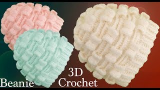 Gorro a Crochet en punto moños Marshmallow o Malvaviscos 3D Tejido tallermanualperu