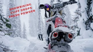 Snowbiking Fresh Powder + Bluebird Day + Cliff Drops