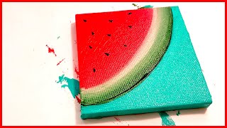 🍉How To Paint A Watermelon 🍉 | Easy Acrylic Painting on TINY canvas! | two + art