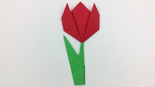 Easy Origami Paper Tulip 🌷 Flower Tutorial | How to Make Origami Paper Flowers 🌷 - Easy Crafts DIY