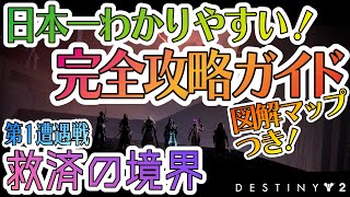 【Destiny2】レイド『救済の境界』を日本一分かりやすく完全解説！図解マップつき！第1遭遇戦【あず】