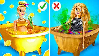 EXTREME DOLL MAKEOVER CHALLENGE 💖 Riche vs Poor Edition! 😍 Incredible DIY Ideas by 123 GO!