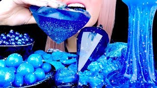 ASMR SAPPHIRE SLIME Boba ICE Candy JELLO Pop Rocks| Best Eating Sounds