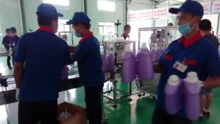 Fully automatic filling capping+labeling 贵阳安顺 全自动六管灌装锁盖线（洗衣液）