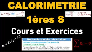 COURS ET EXERCICE SUR LA CALORIMETRIE.