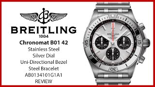 ▶ Breitling Chronomat B01 42 Stainless Steel 42mm Silver Dial Steel Bracelet AB0134101G1A1 - REVIEW