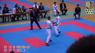 空手道2019 中野壮一朗(帝京大学）vs立花彪貴(近畿大学)決勝戦第63回全日本学生空手道選手権大会