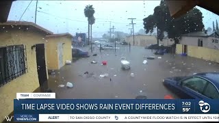 Time lapse video shows rain event differences in San Diego